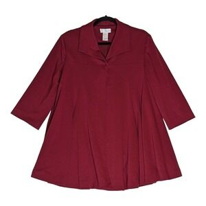 New Spiegel Ponte Knit Cape Blazer 10 Maroon Stretch One Button Closure Swing
